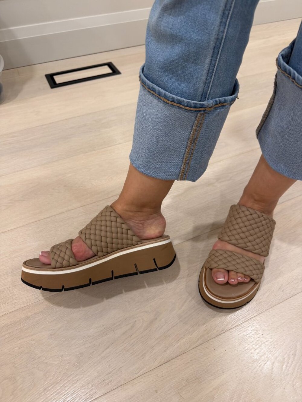 Homers Artisan Beige Braided Platform Slide Sandals EU 39
